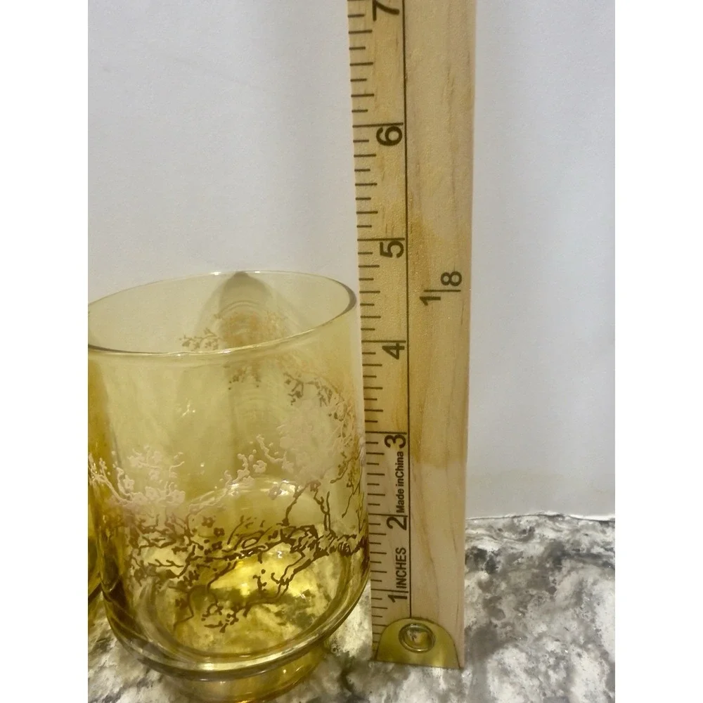 4 Vintage Amber Stacking Glasses Tumblers by Federal Glass Company Cherry Tree